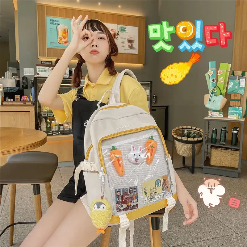 Fashion Popular Ita Bag 2024 High-capacity Canvas Transparent Backpacks for Women Teenage Girls Clear School Bag сумка Bolsas