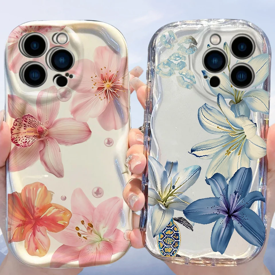 Romantic Pink Lily Case For Samsung Galaxy S25 FE S24 S26 Ultra Plus FE A17 A57 A37 A27 A56 A55 A16 A54 A53 A36 A26 5G Cover
