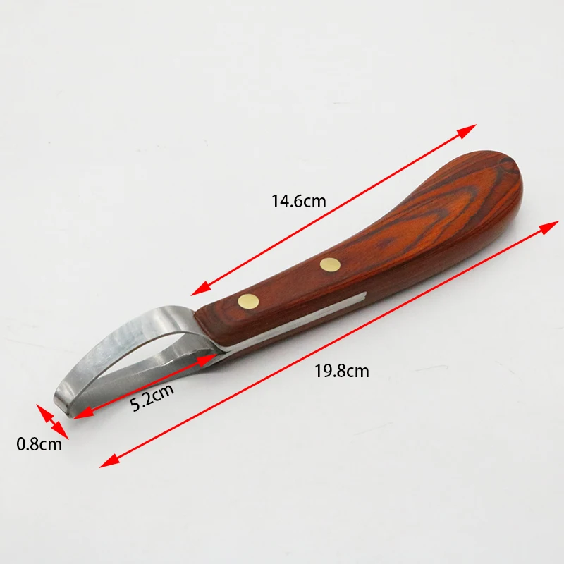 1Pcs Horseshoe Knife Sheep Stainless Steel Double-edged Wooden Handle Hoof Trimming Knife Ring Blade Cattle Hoof Trimming Tools