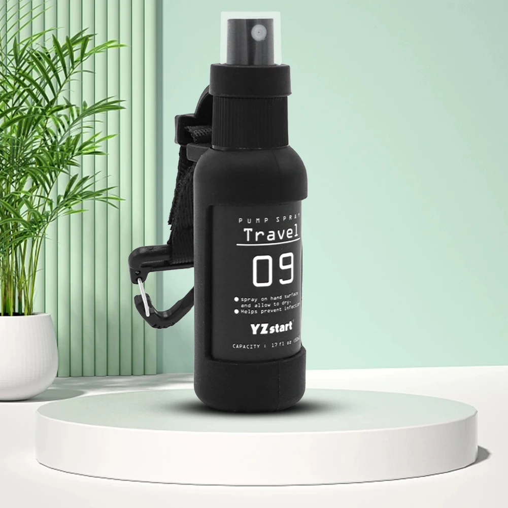 50ml Mini Fine Mist Spray Bottles Leak Proof Refillable Spray Bottle Alcohol Spray Bottle with Tactical Hook Strap for Liquid