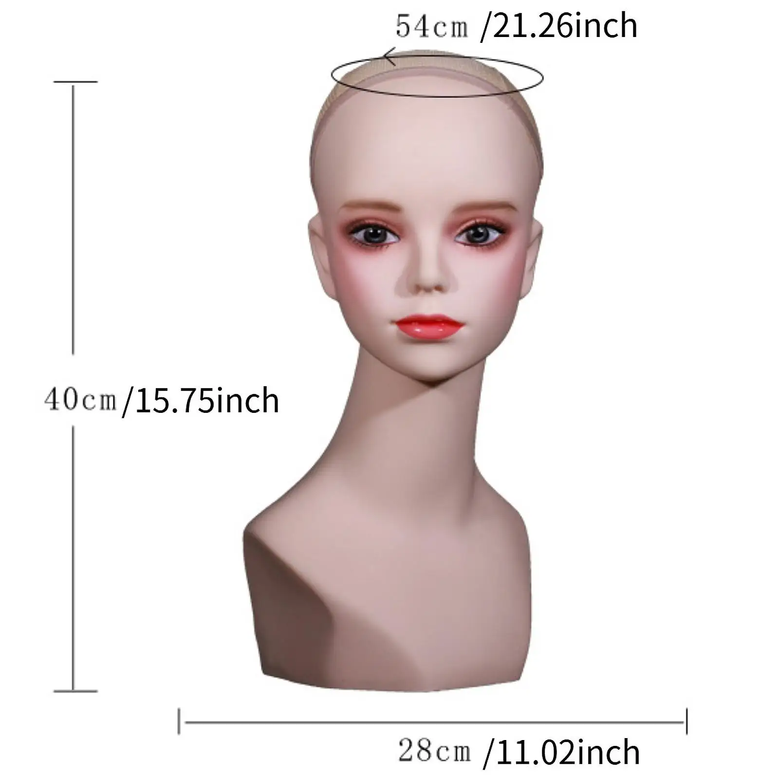 Supporto per parrucca con testa di manichino femminile Uso versatile da tavolo portatile con supporto per display per trucco per fasce per gioielli Uso personale
