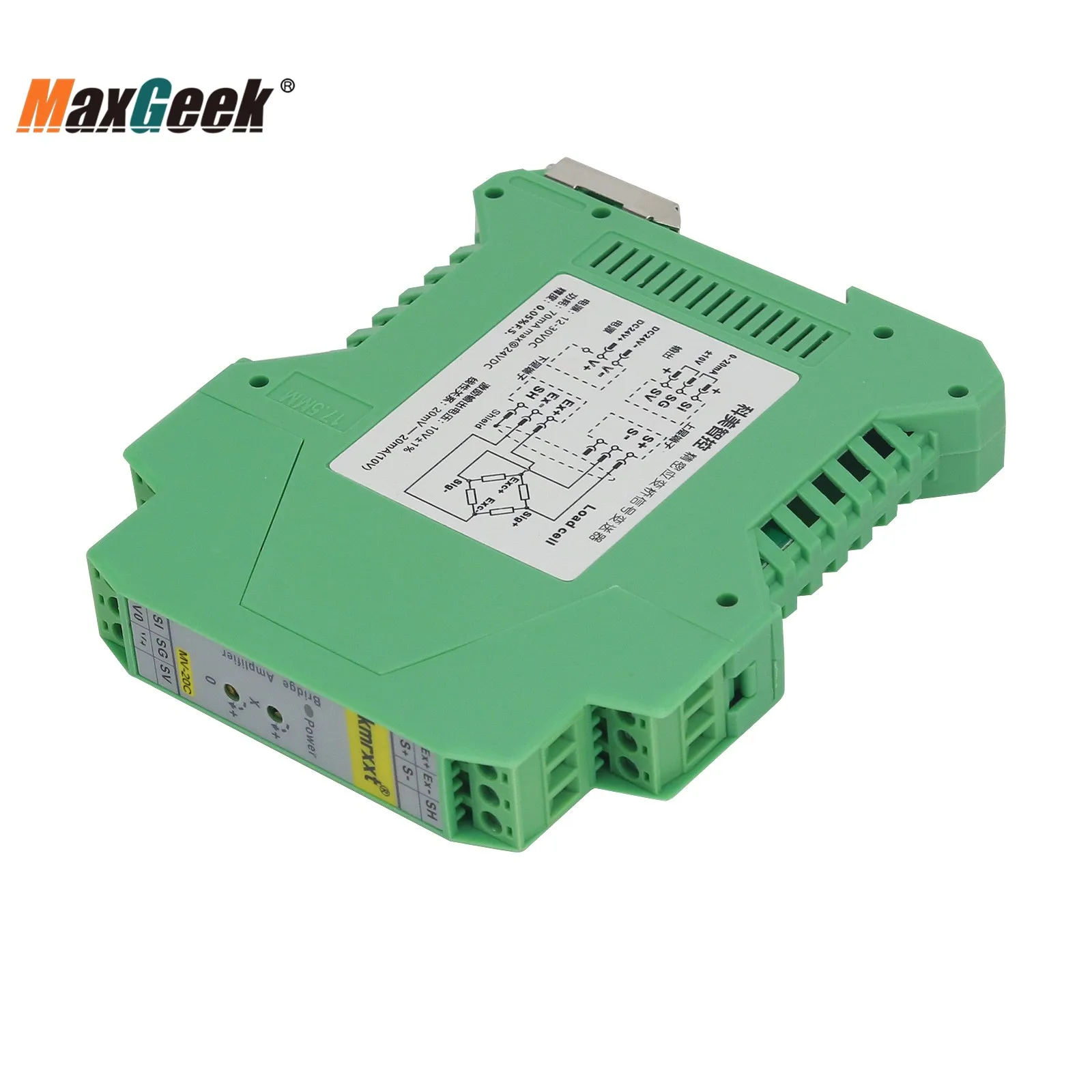 Maxgeek MV-20C 0-20mA ±10V Strain Gauge Bridge Amplifier Industrial-grade Precise Isolated Bridge Amplifier