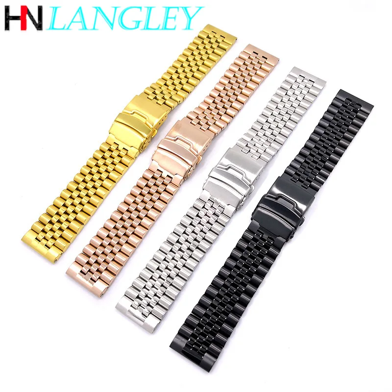 Quick Release Remove Links Screw Design Stainless Steel Watch Band Premium Solid Buckle 20mm 22mm 24mm Bull Ring Watch Strap