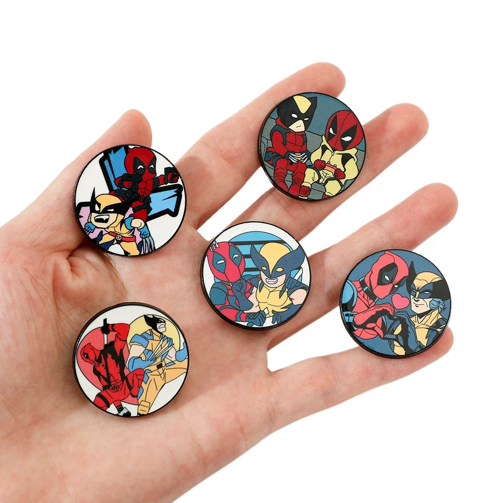 5 Pcs Cartoon Deadpool Brooch Creative X-Men Origins: Wolverine Enamel Pin Metal Badge Jewelry Backpack Clothing Accessories