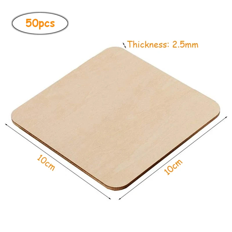 50pcs 10cm Unfinished Wood Pieces, Natural Wood Slices for Painting, Writing, and Carving, DIY Crafting, Home Decorations