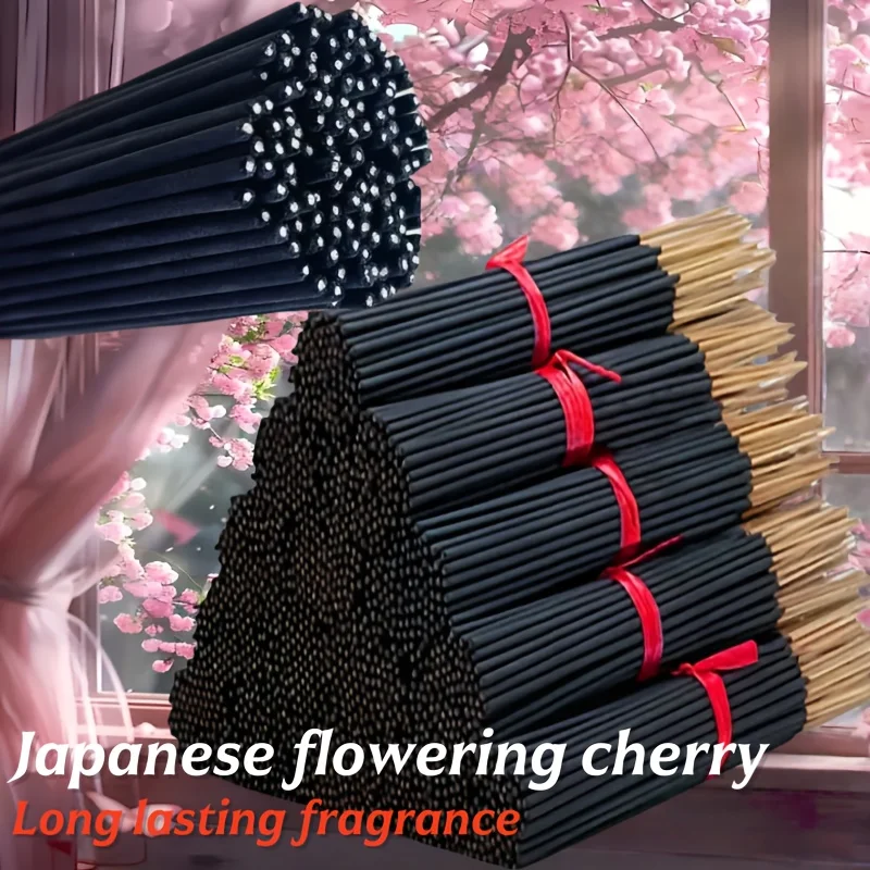 59/200Pcs Handmade Japanese Cherry Blossom Incense Sticks - 22cm Long-Lasting Fragrance, Natural Wooden Home Decor Stand, Perfect for Office and Spa Environments, Perfect Christmas Gift, Thanksgiving, Father's Day, Office Fragrance, Elegant Design, Natural Wood Finish