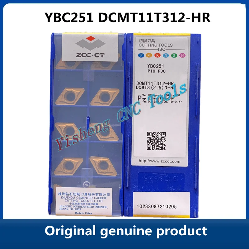 

ZCC CT DCMT11T312 carbide manufacturers Cutting Tool YBC251 YBC252 DCMT11T312-HR Turning Inserts For finishing Steel