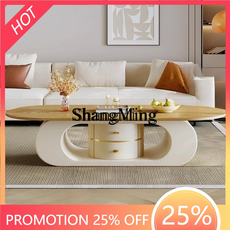 

ZYY solid wood coffee living room household small apartment coffee table light luxury high-end modern creative small table