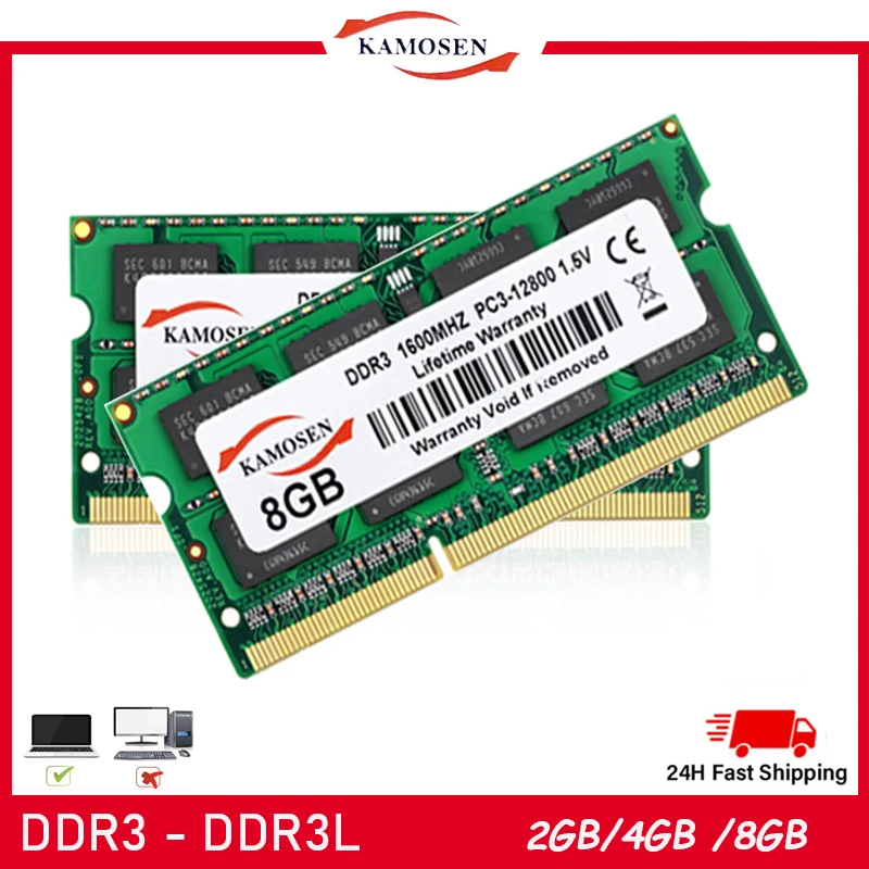 Barrette Mémoire RAM DDR3L 1600MHz Pour PC Portable - 2Go à 32Go - SO-DIMM 204 Broches - Neuf