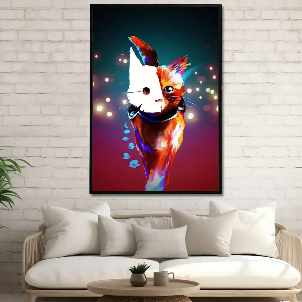 Game Orange S-Stray Cute Cat Poster HD Art Sticky Wall Waterproof Home Living Room Bedroom Bar Aesthetic Decoration
