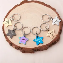 Personalized Dog Cat Tags Engraved on Both Sides Star Shape Stainless Steel Pet ID Pendants Custom Nameplate for Kitten Puppy