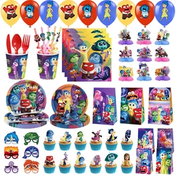 Inside Out 2 Disney Birthday Decorations Tableware Set Balloons Backdrop Plates Napkins Cups Kits Party Deco Theme Party Supply