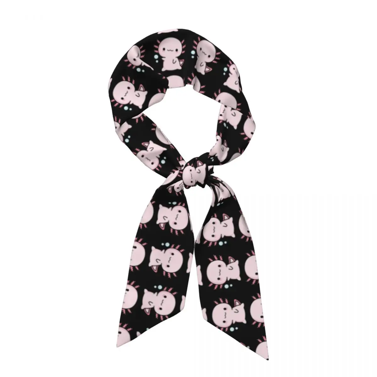 Cute Axolotl Salute Women Long Narrow Scarf Soft Skinny Scarf Multi-use Neck Head Wrap for Office Daily Party