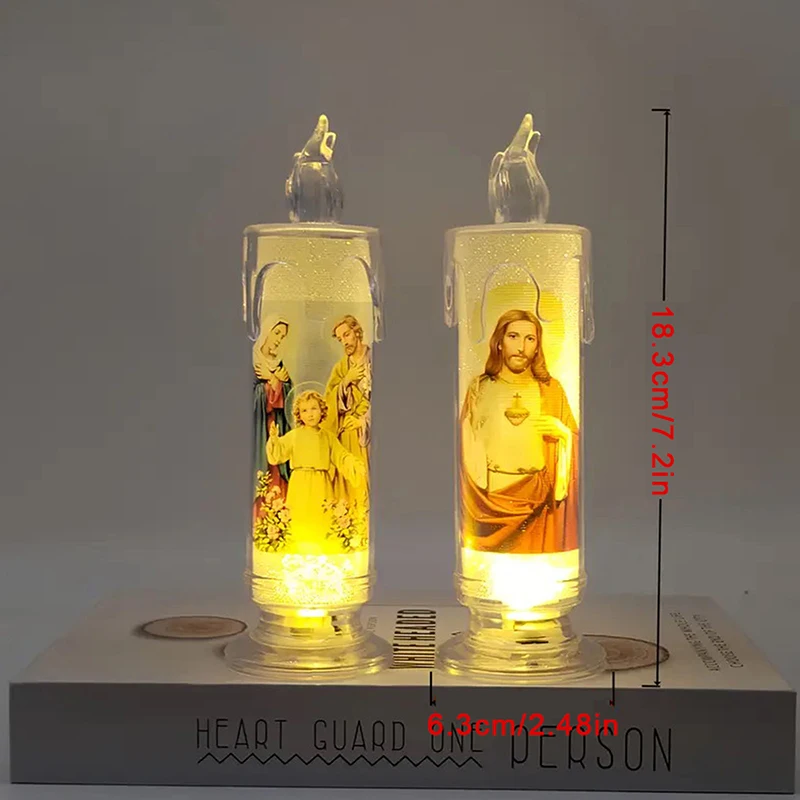 Flameless LED Prayer Candle with Jesus & Virgin Mary - Decorative Religious Night Light for Home Altar or Gift view 6