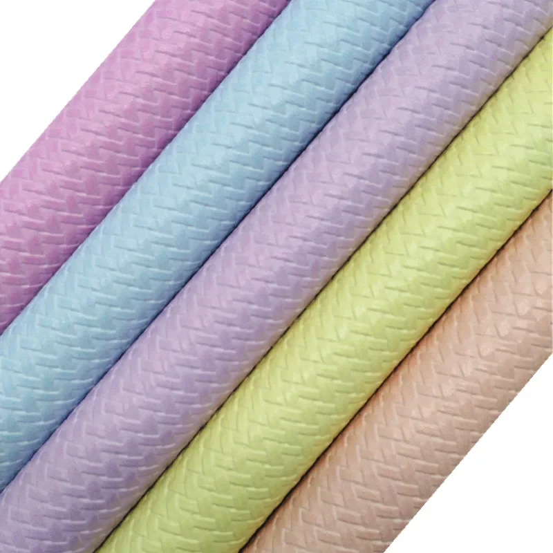 Weave Embossed Synthetic Leather Pastel Colors Solid Faux Leather Sheets for DIY Bows Bags 21x29cm MB478