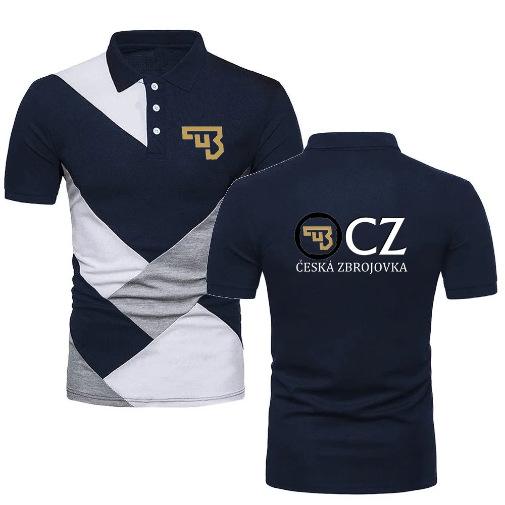 

Men's Polo CZ Ceska Zbrojovka Firearms Shirts Sport TShirts Military Sty le Top Tees Jersey Lapel Tops Patchwork Color Polos