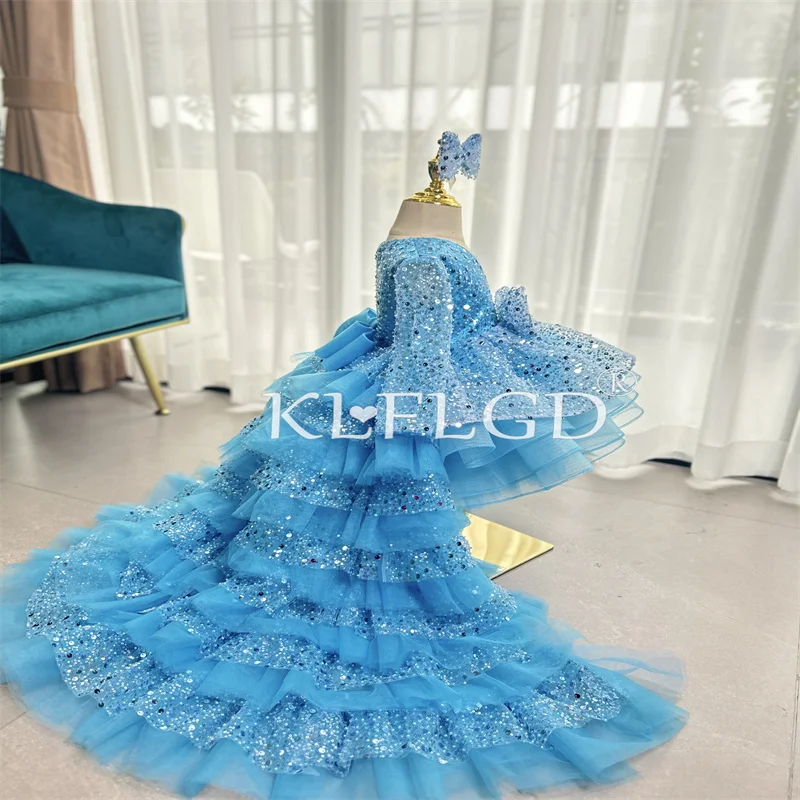 Light luxury girl sequin tail dress elegant girl beauty pageant high-end dress 4-12 year old girl piano performance clothing