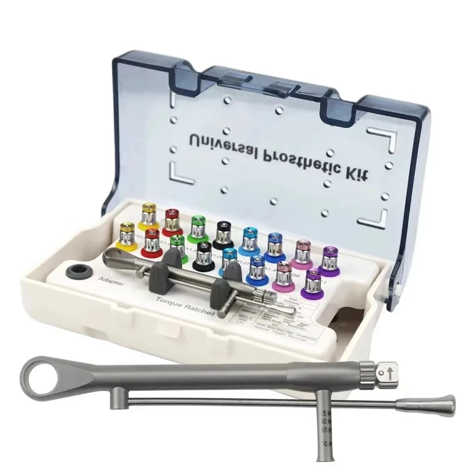 Dental Implant Restoration Kit 1 Dental Implant Torque Wrench and 16 Colored Screwdrivers