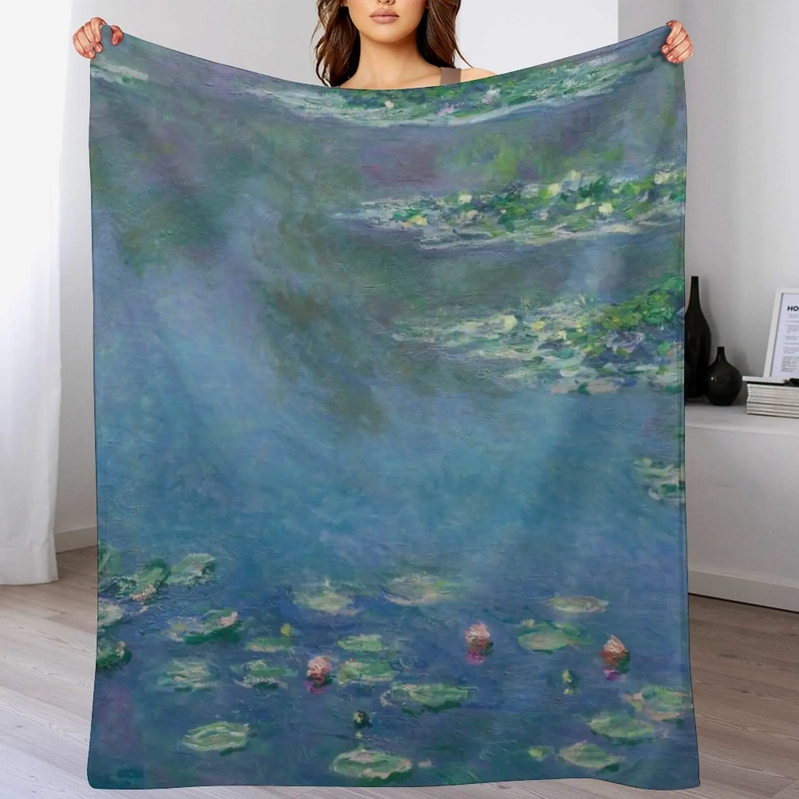 New Water Lilies by Claude Monet Throw Blanket Decorative Beds decorative Blankets