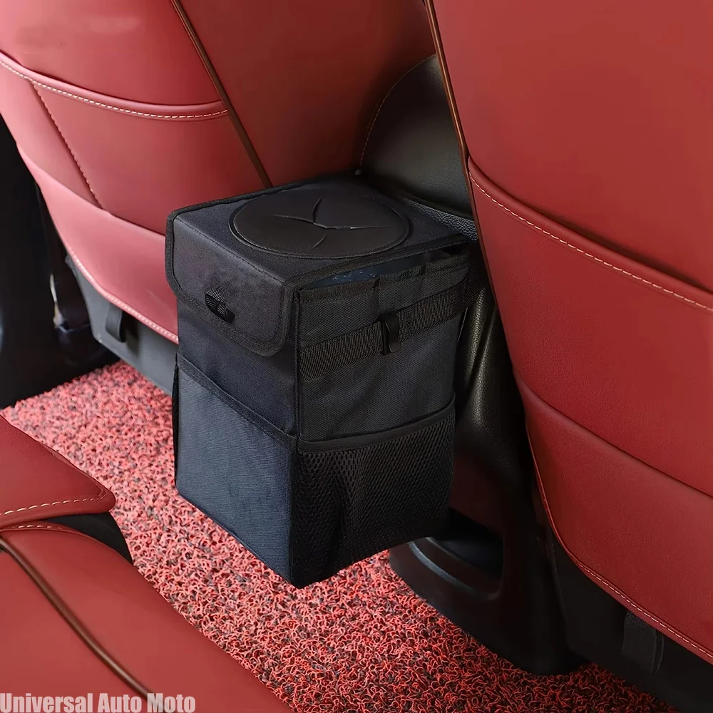 Car Trash Can with Lid - Leakproof Trash Bin Car Garbage Can, Collapsible Automotive Truck Organizer and Storage Bag Car Accesso