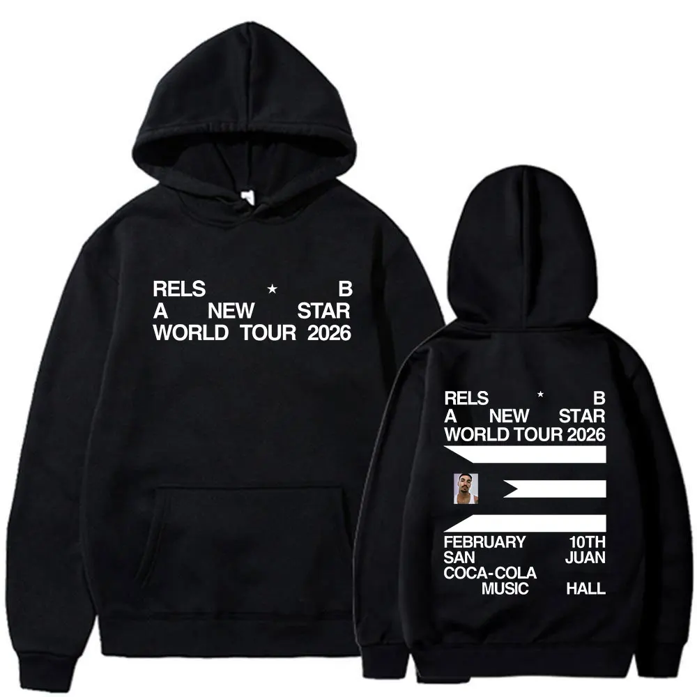 Sudadera con Capucha Rapper Rels B A New Star World Tour 2026, Sudadera Holgada Informal para Hombre y Mujer, Sudadera con Capucha de Manga Larga Estilo Hip Hop