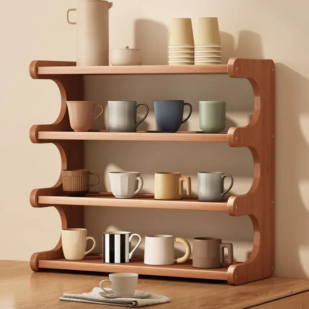 2/3 Tiers Desktop Storage Rack Space-saving Easy-to-assemble Wood Tabletop Stand Compact Multi-functional Desk Bookshelf