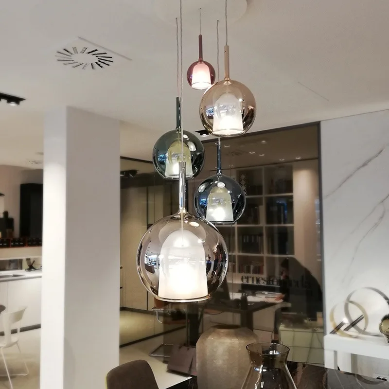 

Royal Glass LED Suspension Pendant Light for Kitchen Island Living Room Gray Indoor Decor Hanging Lamp Fixtures Luster