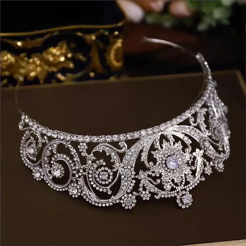 Baroque Princess Queen Cubic Zircon Bridal Crown Headwear Crystal Tiaras For Women Wedding Crowns Hair Dress Accessories Jewelry view 4