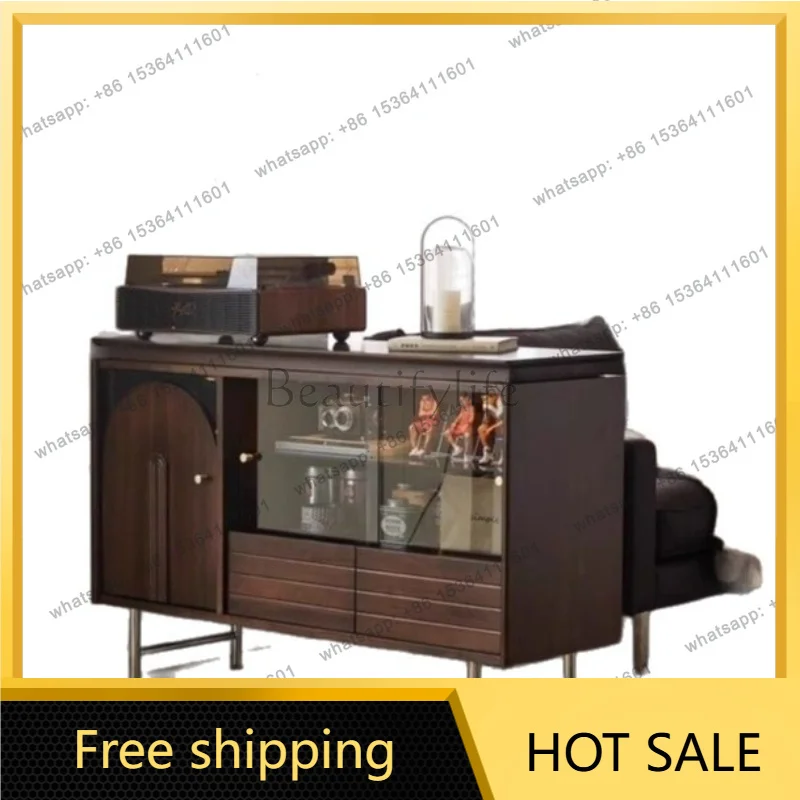 Zj. Nordic solid wood home kitchen cupboard simple living room wall coffee cabinet