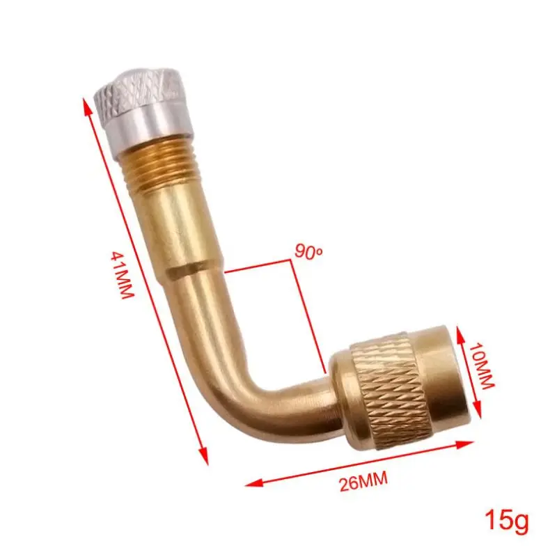 90 Degree Motorcycle Angle Bent Valve Adapter Tyre Tube Copper Silver Valve Extension Adapter for Truck Car Moto Bike Accessorie