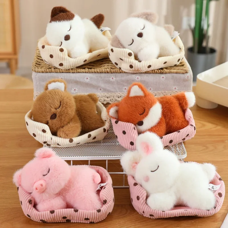 Cute Cartoon Dog, Cat, Fox, Bear,  Rabbit and Pig Plush Toy  Cat Doll Sleeping Animals Toys for Girl Funny Christmas Present