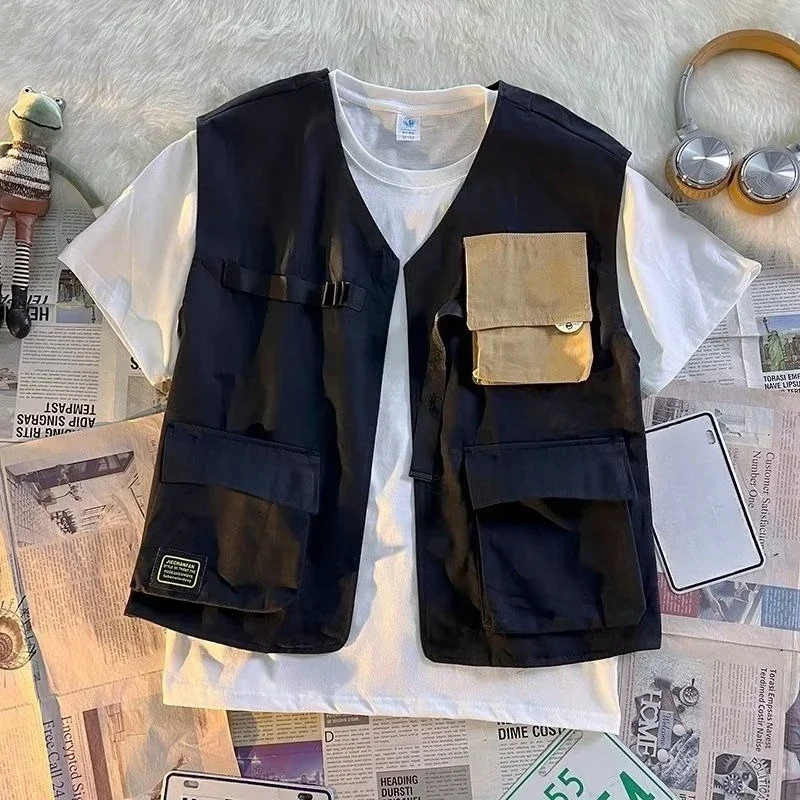 

Breathable Summer Utility Vest for Men Techwear Cargo Jacket with Tactical Pockets Urban Streetwear Unisex Lightweight Cape