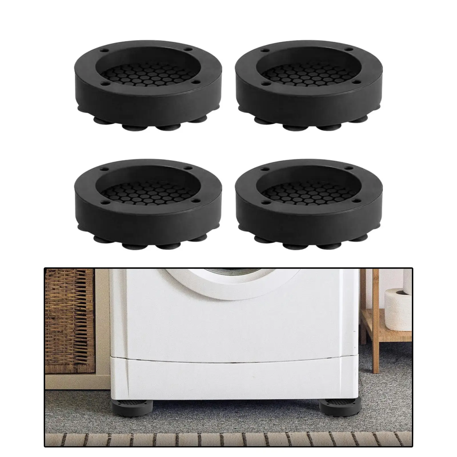 4 Pieces Anti Vibration Pads with Strong Adsorption Suction Cup Shockproof for Washing Machine Coffee Tables Sofa Home Desk