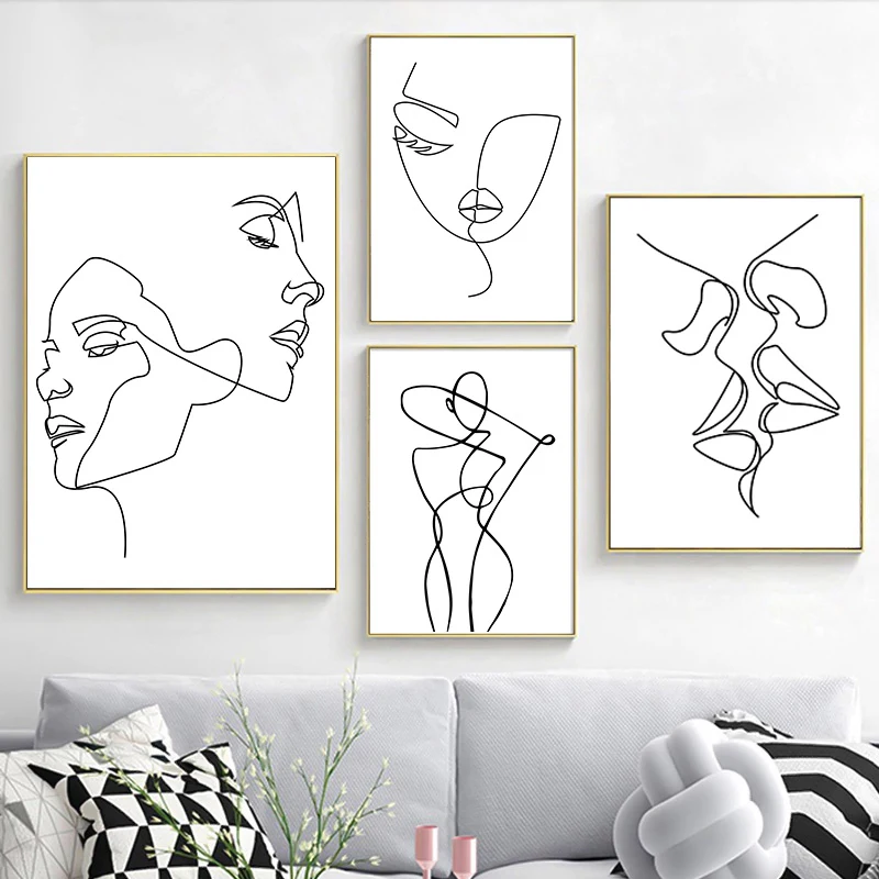 

Nordic Minimalist Figures Line Art Sexy Woman Body Nude Wall Canvas Paintings Drawing Posters Prints Decoration for Livingroom