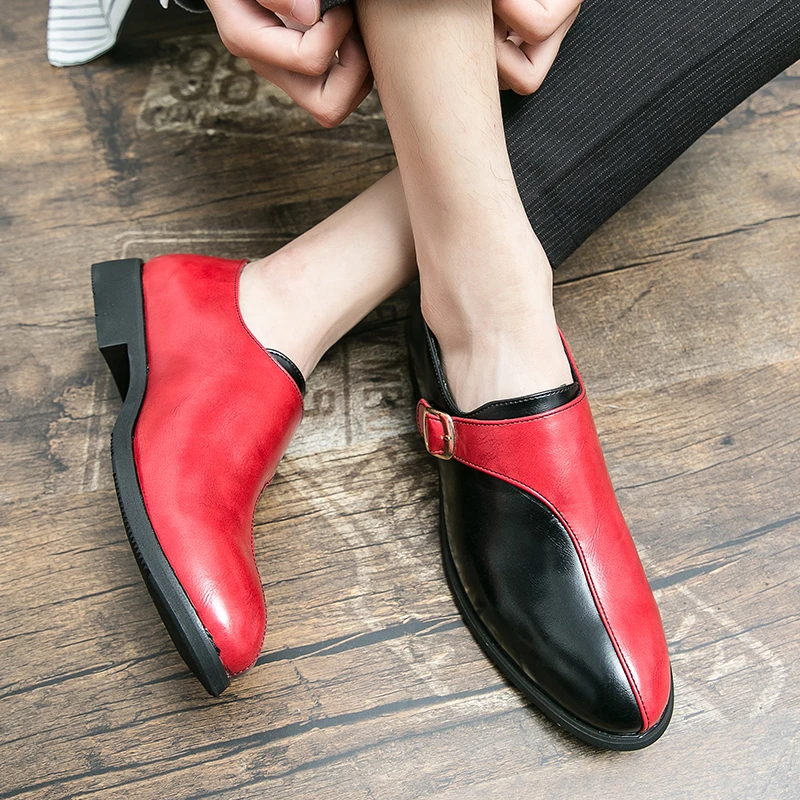 أحذية زفاف مدببة على الطراز البريطاني للرجال من الجلد 46 47 مقاس كبير بإبزيم مطابق للألوان أحذية زفاف أفضل رجل