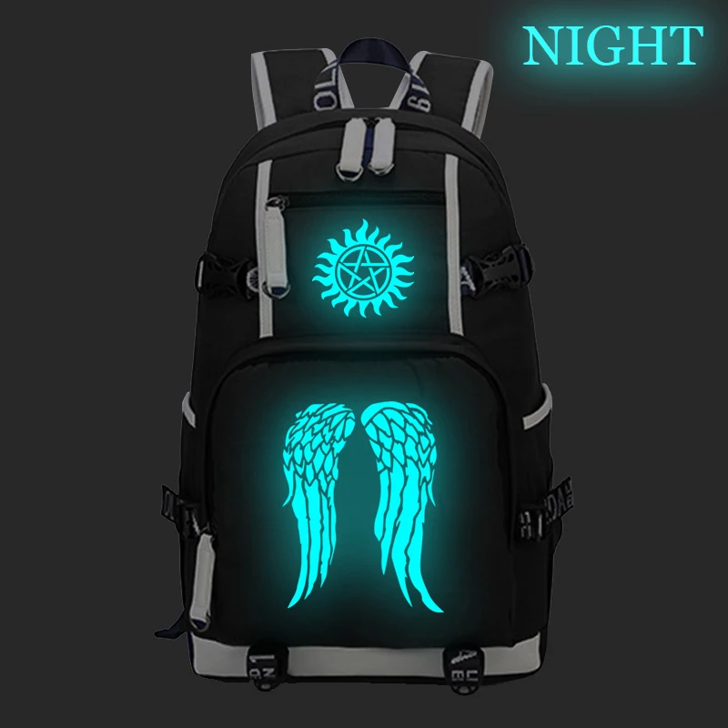 Supernatural Luminous Backpack for Student Boys Fashion Canvas Backpack Laptop Bagpack Large Capacity School Bags for Teenager