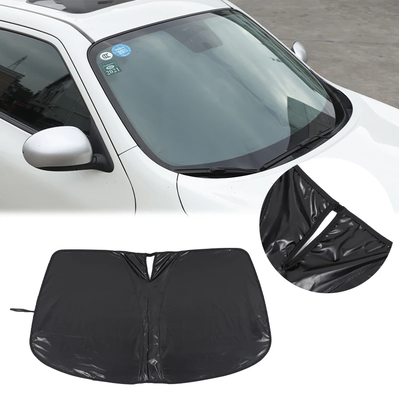 Car front windshield sunshade sunshade heat insulation curtain for 2011-2019 Nissan Juke/Infiniti ESQ (memory wire type/black)