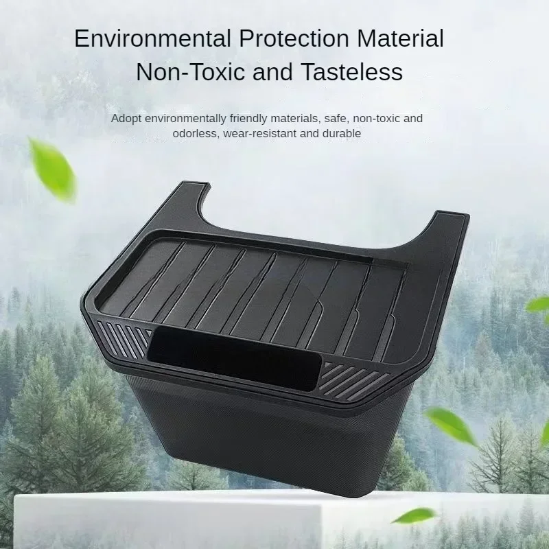 Newest Model Y Rear Center Console Organizer TPE Backseat Storage Box Garbage Can with Anti-Slip Lid Cover Rear Bin 2nd Row Seat