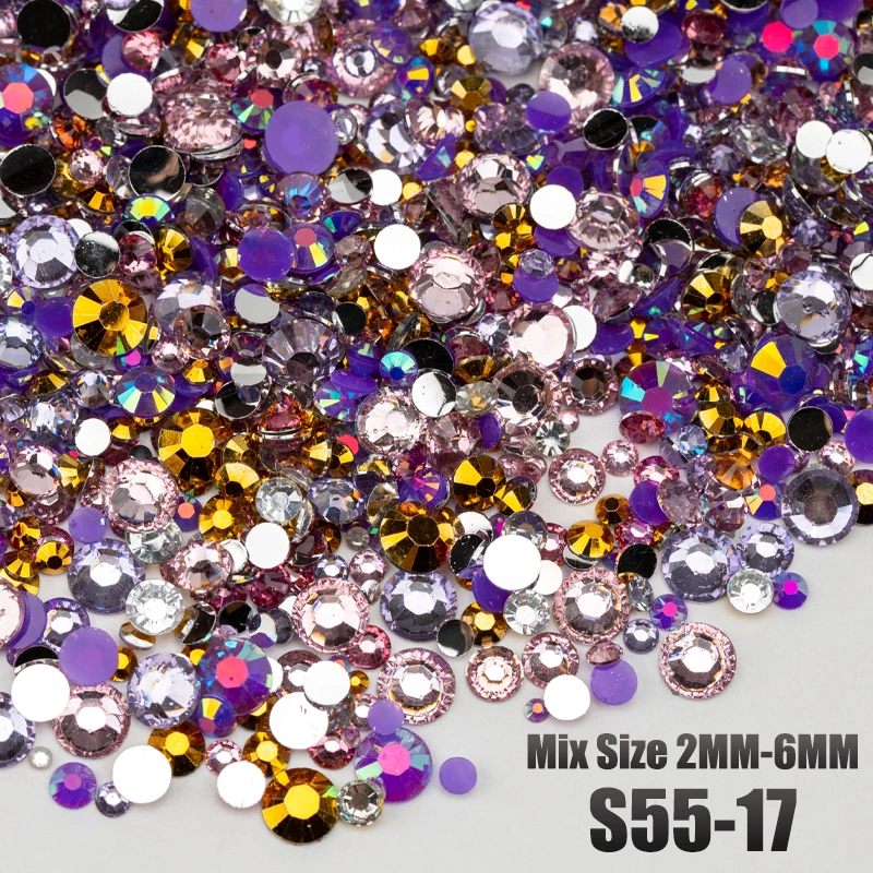 VDD 30/100g Neue Mischgröße 2-6mm Harz-Strasssteine Kristallfarbe AB Flache Rückseite für DIY-Bastelarbeiten, Nagelkunst-Dekorationen, Großhandel – Detail 22