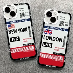World City Travel Ticket New York Paris Label Phone Case For iPhone 16 15 14 13 12 11 Pro Max Mini XS X XR 7 8 Plus Soft Cover