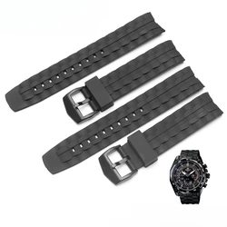 Soft Silicone 22mm Men's Watch Band for Casio Edifice EF-550D/535bk Series Steel Needle Buckle Rubber Sports Waterproof Strap