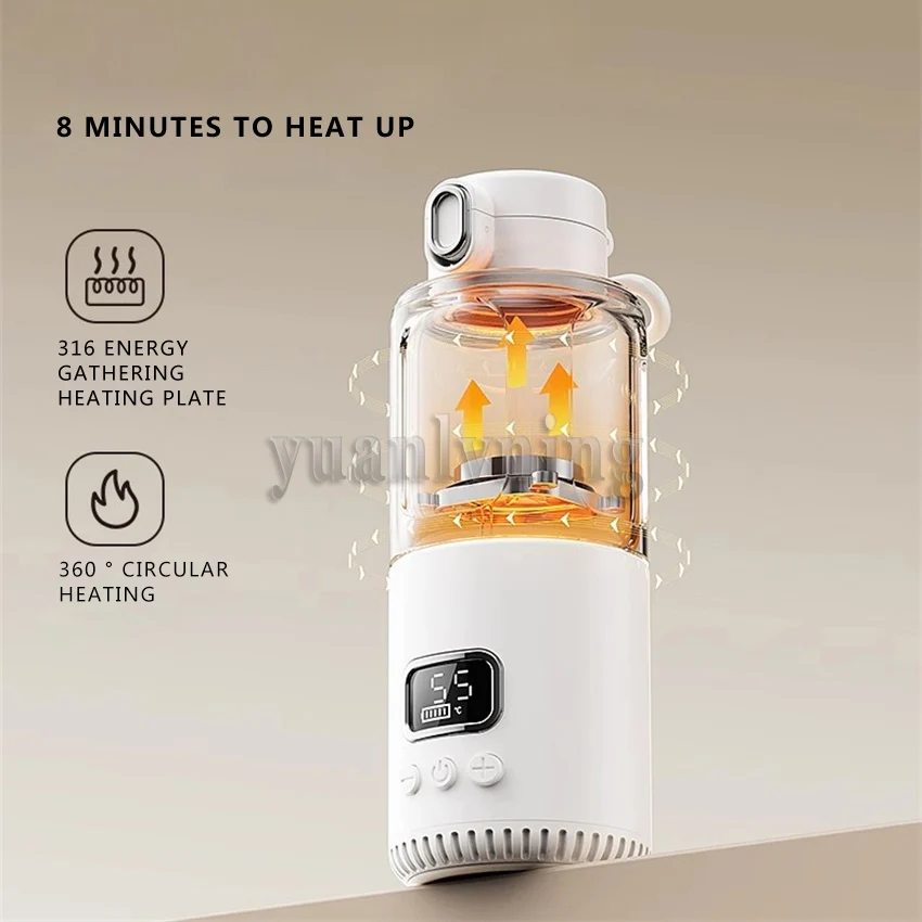 Bottle Warmers For Baby Milk  Portable Travel Fast Heating & Fast Charging Thermostat Wireless Baby Bottle Heater 10000 mAh