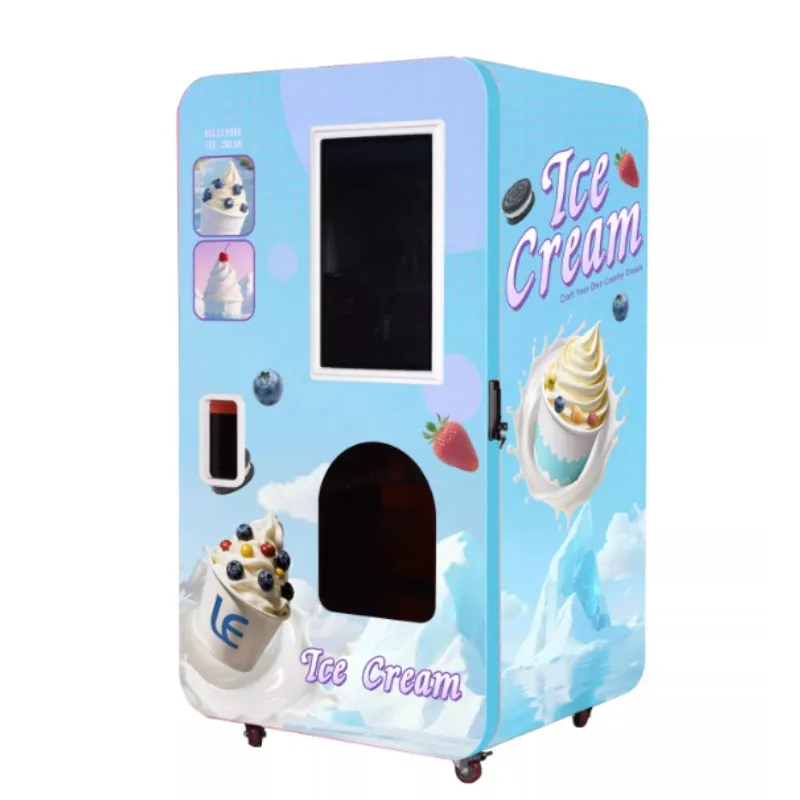 Large Automatic Ice Cream Vending Machine Commercial Unattended Self Serve Soft Serve Maker With QR Payment For Mall
