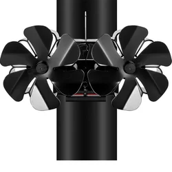 4-12 Blade Mini Black Fireplace Heat Powered Stove Fan  Wood Burner Ecofan Quiet Home Fireplace Fan Efficient Heat Distribution