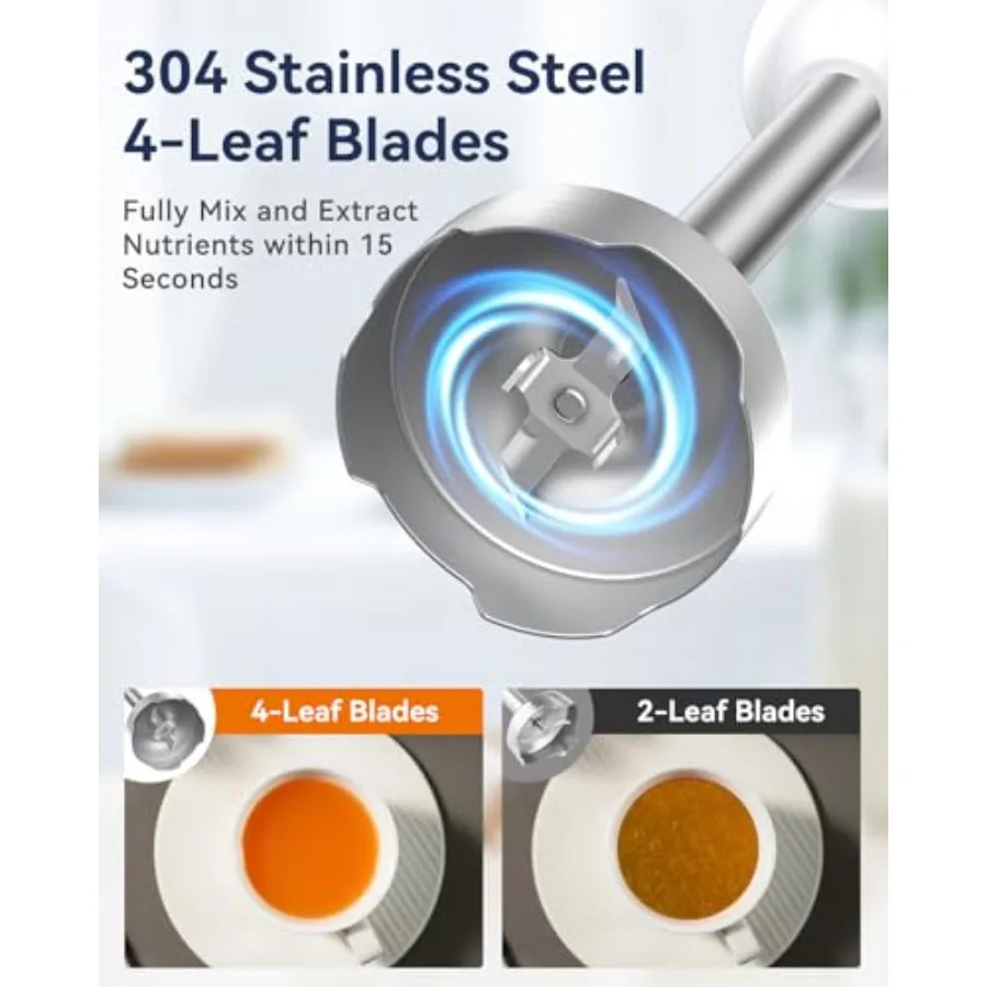 Immersion Blender Handheld 1000W 5 in 1 Corded Stick Hand Blender Kitchen with 12 Speed BPA-Free Mixing Beaker Chopper Whisk Mi