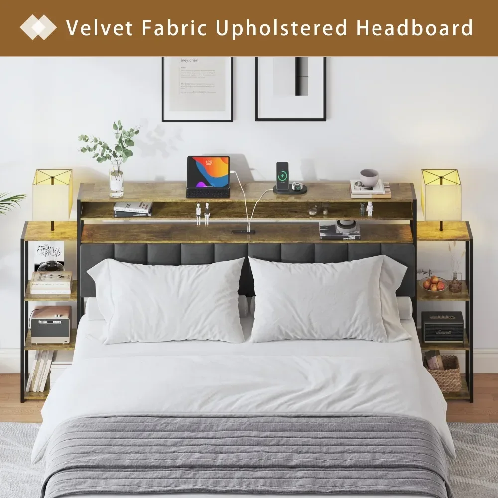 Queen Bed Frame with Headboard, Metal Platform Bed with Smart LED Lights and USB Charging Station, Easy Assembly, No Box Spring image 6