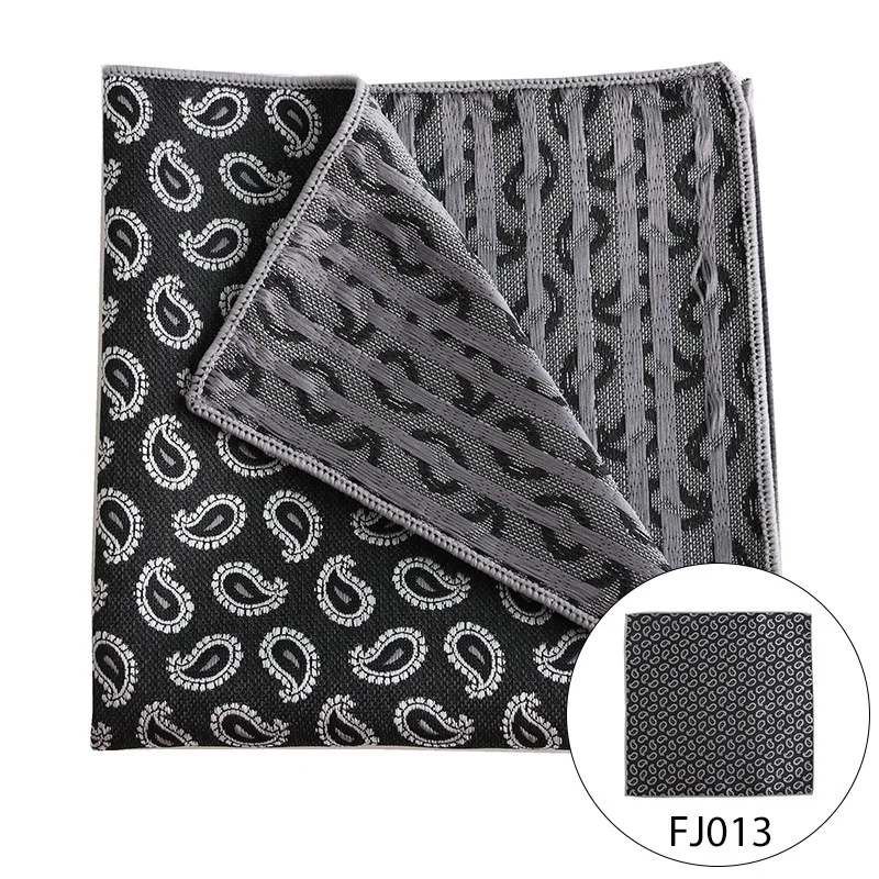 Black Grey Pocket Square High Quality Jacquard Woven Handkerchief Wedding Fit Formal Party Suit Handkerchief Mens Suits Pocket