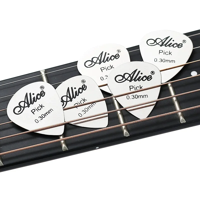 10 pz/lotto Alice 0.3mm Plettri Per Chitarra Plettro In Acciaio Inox Plettri Per Chitarra In Metallo Plettro Parti e Accessori Per Chitarra YYY GYH