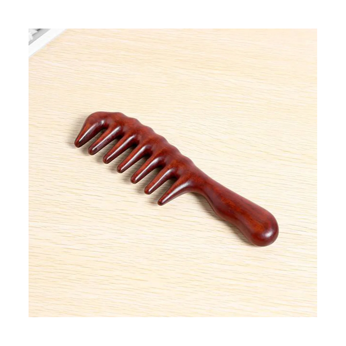 엉킴 방지용 헤어 빗 2개 - 곱슬머리용 넓은 이빨 나무 빗 - 정전기 방지 천연 목재 백단향 빗-ABPX