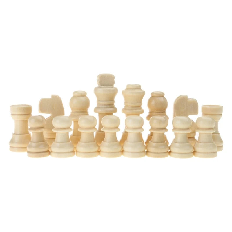 YD61 32Pcs/lot Wooden International Chess Pieces with No Board, Portable Chess Pieces Replacement Tournament Chess Pieces Set